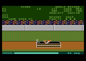 Track & Field (Atari 8-bit) screenshot: Game over