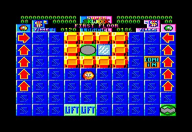Super Skweek (Amstrad CPC) screenshot: Starting Position on the Level 1 of Welcome Island...