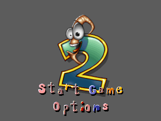 Earthworm Jim 1 & 2: The Whole Can 'O Worms (DOS) screenshot: Title screen (shot from the demo version)