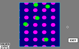 FlixMix (DOS) screenshot: Their trajectories will eventually match up.