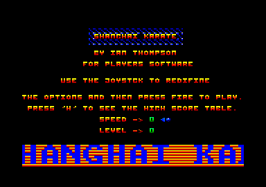 Shanghai Karate (Amstrad CPC) screenshot: Title screen.
