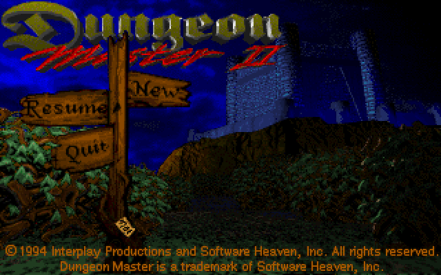 Dungeon Master II: Skullkeep (DOS) screenshot: Main menu