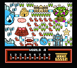 Fire 'n Ice (NES) screenshot: The world map