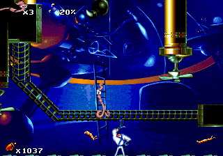 Earthworm Jim 1 & 2: The Whole Can 'O Worms (DOS) screenshot: I'm just hanging around.