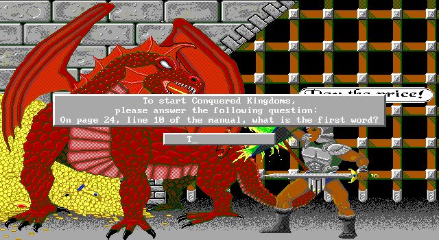 Conquered Kingdoms (DOS) screenshot: Copy protection