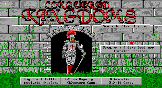 Conquered Kingdoms (DOS) screenshot: Start menu