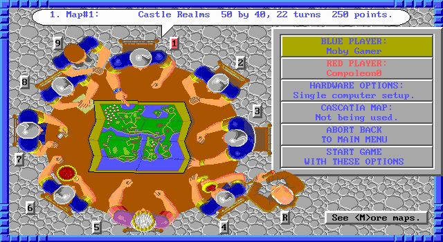 Conquered Kingdoms (DOS) screenshot: Level selection