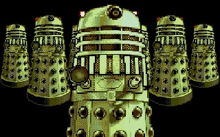 Dalek Attack (DOS) screenshot: Your menacing enemies, the Daleks