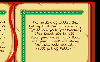 Once Upon a Time: Little Red Riding Hood (DOS) screenshot: Story is told between levels...