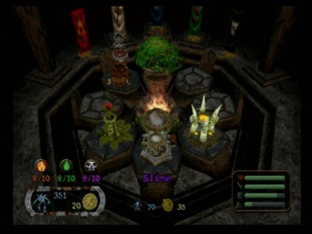 Goblin Commander: Unleash the Horde (PlayStation 2) screenshot: Each clan has a hero type character that can enter the battlefield. Only one hero per side is allowed on the battlefield at a time though.