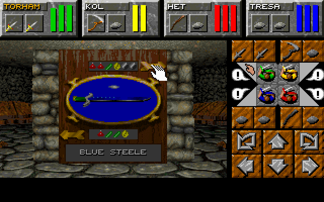 Dungeon Master II: Skullkeep (DOS) screenshot: Browsing through the merchant's wares