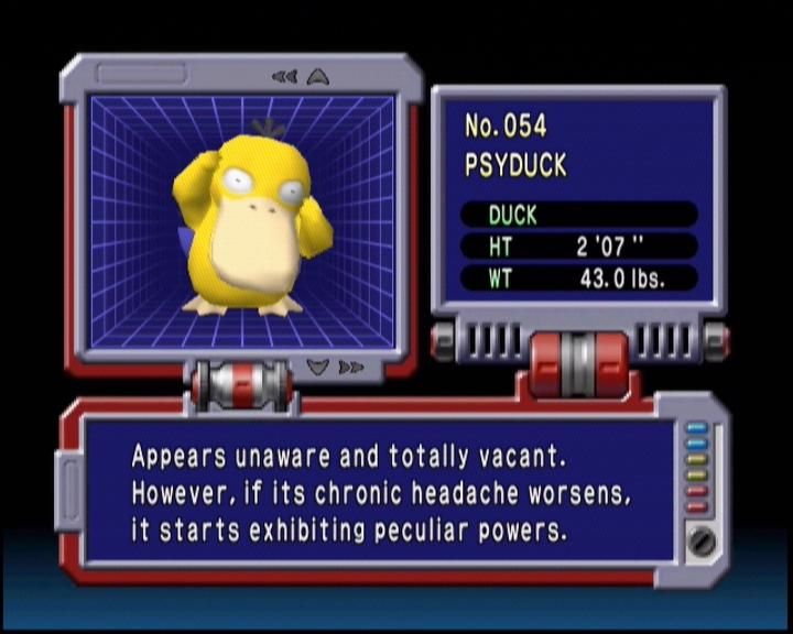 Pokémon Stadium (Nintendo 64) screenshot: You can check out your GB cart's Pokédex in more detail on the N64