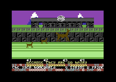 Mama Llama (Commodore 64) screenshot: They were so happily that they felt like jumping