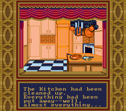 Clue (Genesis) screenshot: You're assuming that something was left in the kitchen...