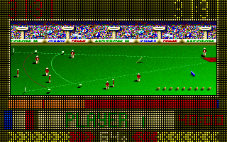 The Carl Lewis Challenge (DOS) screenshot: The javelin's final trajectory out into the field