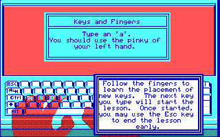 Mavis Beacon Teaches Typing! (DOS) screenshot: Keys and Fingers...