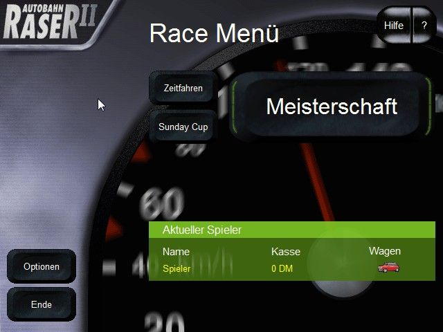 Autobahn Raser II (Windows) screenshot: main screen