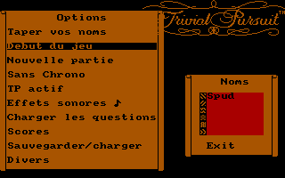 Trivial Pursuit (DOS) screenshot: main menu
