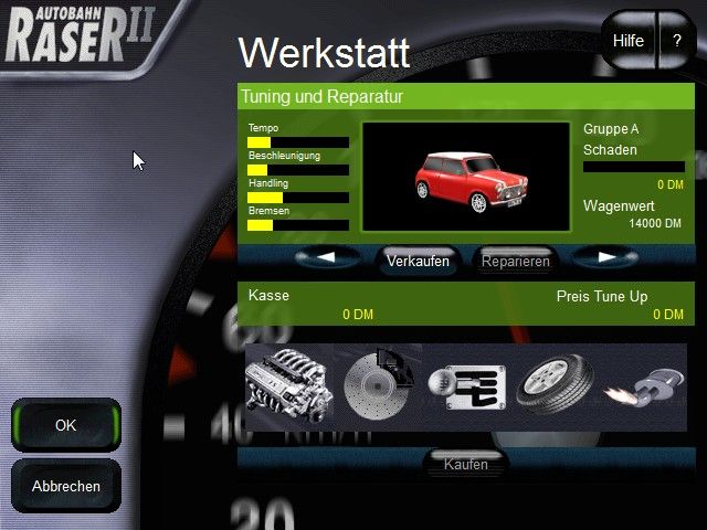 Autobahn Raser II (Windows) screenshot: tuning
