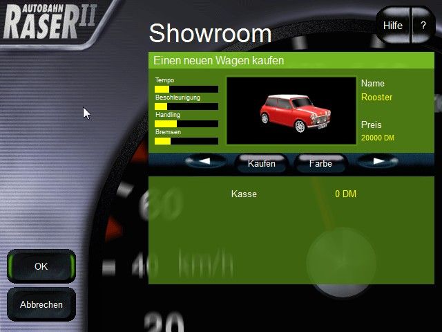 Autobahn Raser II (Windows) screenshot: showroom