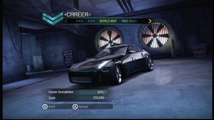 Need for Speed: Carbon (Xbox 360) screenshot: Career mode with current tier 3 class car