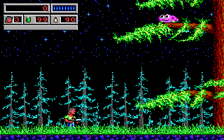 Bio Menace (DOS) screenshot: Episode 2 starts off in "The Woods".