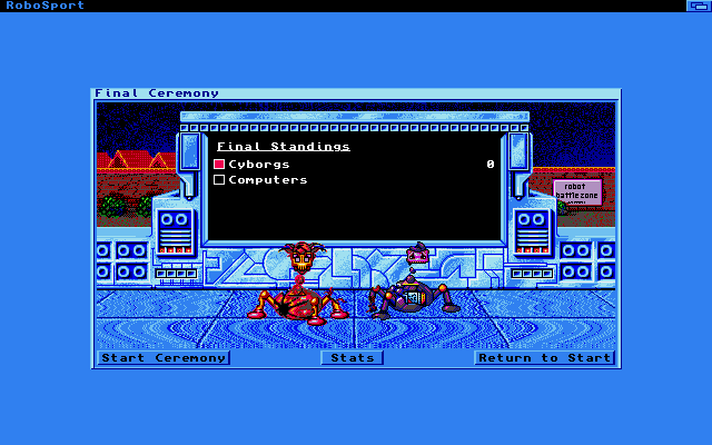 RoboSport (Amiga) screenshot: Final ceremony screen