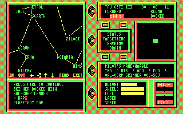 Tau Ceti: The Lost Star Colony (DOS) screenshot: map view (where's that pesky robot?)