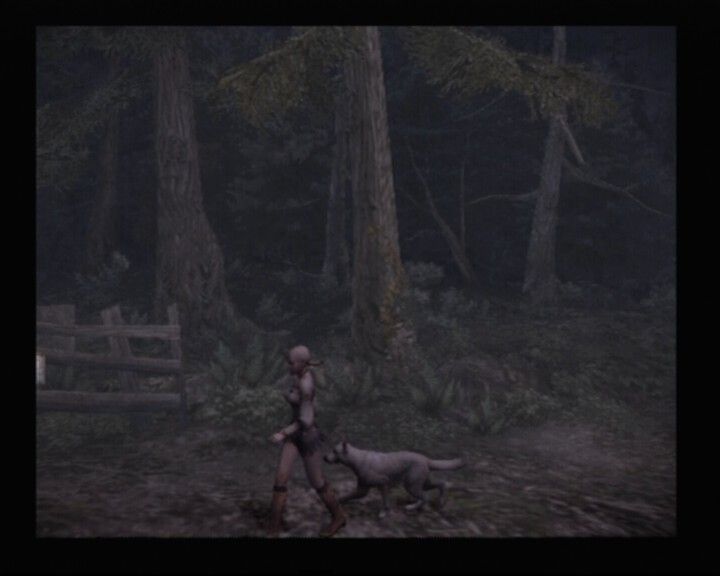 Haunting Ground (PlayStation 2) screenshot: In the forest with Hewie