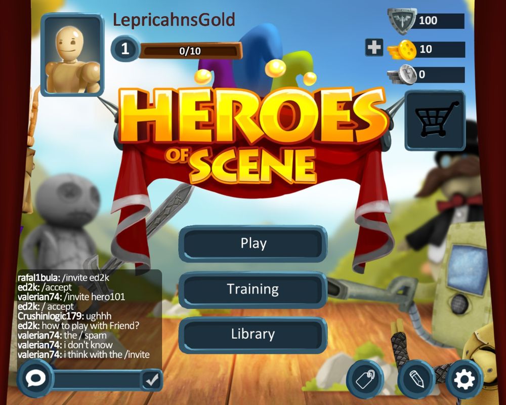 Heroes of Scene (Linux) screenshot: Title and main menu