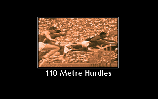 The Carl Lewis Challenge (DOS) screenshot: Introducing... the 100m hurdles!