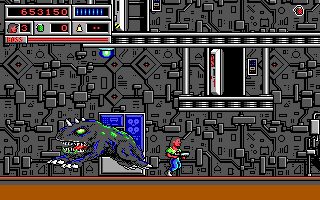 Bio Menace (DOS) screenshot: What's this Gozer-looking thing doing here?!