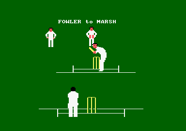 Graham Gooch's Test Cricket (Amstrad CPC) screenshot: Bowling to the batsman.