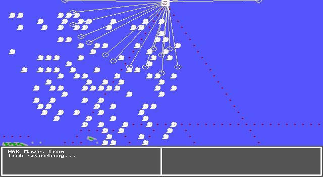 Carrier Strike: South Pacific 1942-44 (DOS) screenshot: A radar sweep of a sort