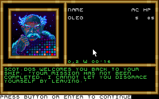 Buck Rogers: Matrix Cubed (DOS) screenshot: Nice try, but not luck...