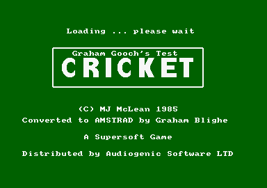 Graham Gooch's Test Cricket (Amstrad CPC) screenshot: Loading screen.