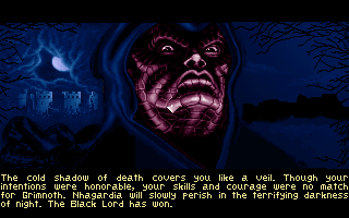 Challenge of the Five Realms (DOS) screenshot: Game over!