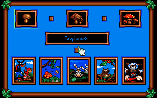 Once Upon a Time: Little Red Riding Hood (DOS) screenshot: Main Menu with replayable sections...