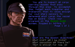 Star Wars: TIE Fighter - Collector's CD-ROM (DOS) screenshot: Briefing dialogue