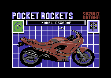 Pocket Rockets (Commodore 64) screenshot: One of the bikes on offer