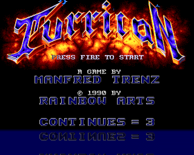 Turrican (Amiga) screenshot: Main menu