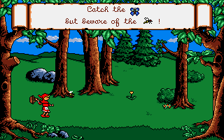 Once Upon a Time: Little Red Riding Hood (DOS) screenshot: Driving wasp away...