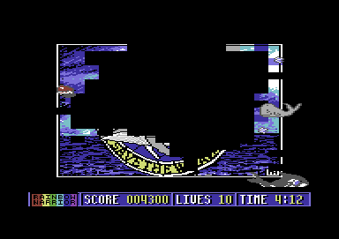 Rainbow Warrior (Commodore 64) screenshot: This level involves completing a logo