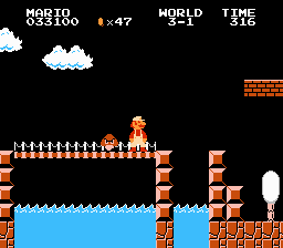 Super Mario Bros. (NES) screenshot: Some levels take place at night.