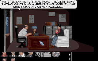 Dylan Dog: The Looking Glass (DOS) screenshot: The police are always so cheerful.