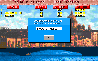 Wordtris (DOS) screenshot: High score table! (VGA)