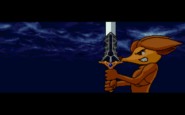 Shakii the Wolf (DOS) screenshot: In the intro Shakii introduces himself.