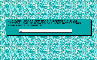 Wordtris (DOS) screenshot: Copy protection (EGA)
