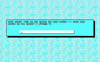 Wordtris (DOS) screenshot: Copy protection (CGA)