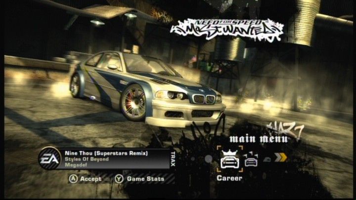 Need for Speed: Most Wanted (Xbox 360) screenshot: Main menu
